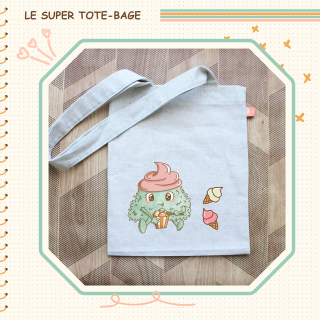 Tote-bag illustré d'une momote glacée !