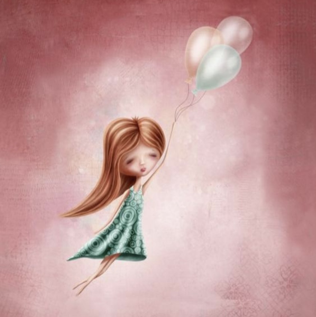 Jersey Panel 40x50 Mädchen mit Luftballon