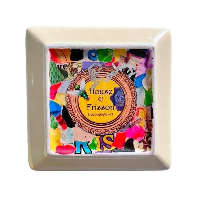 "This Dish is for Rings, Rage, and Rude Words" Dark Blue Upcycled Trinket Dish - House of Frisson