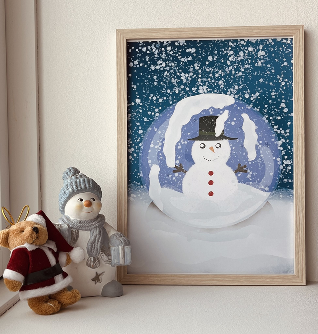 Bonhomme de neige dans sa bulle 