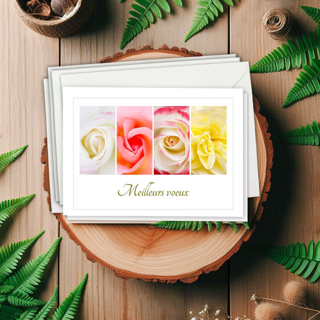 B106 - 4 Cartes doubles - Thème voeux - Port compris