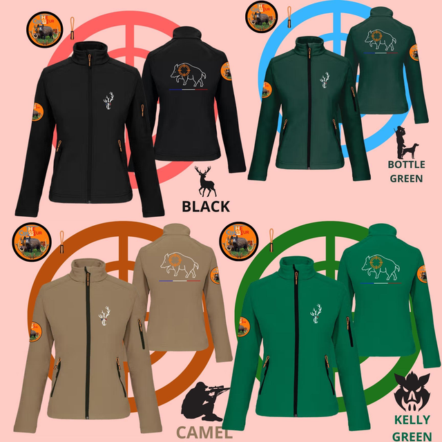 Veste softhell femme Brodé Team the Chasseur + SANGLIER