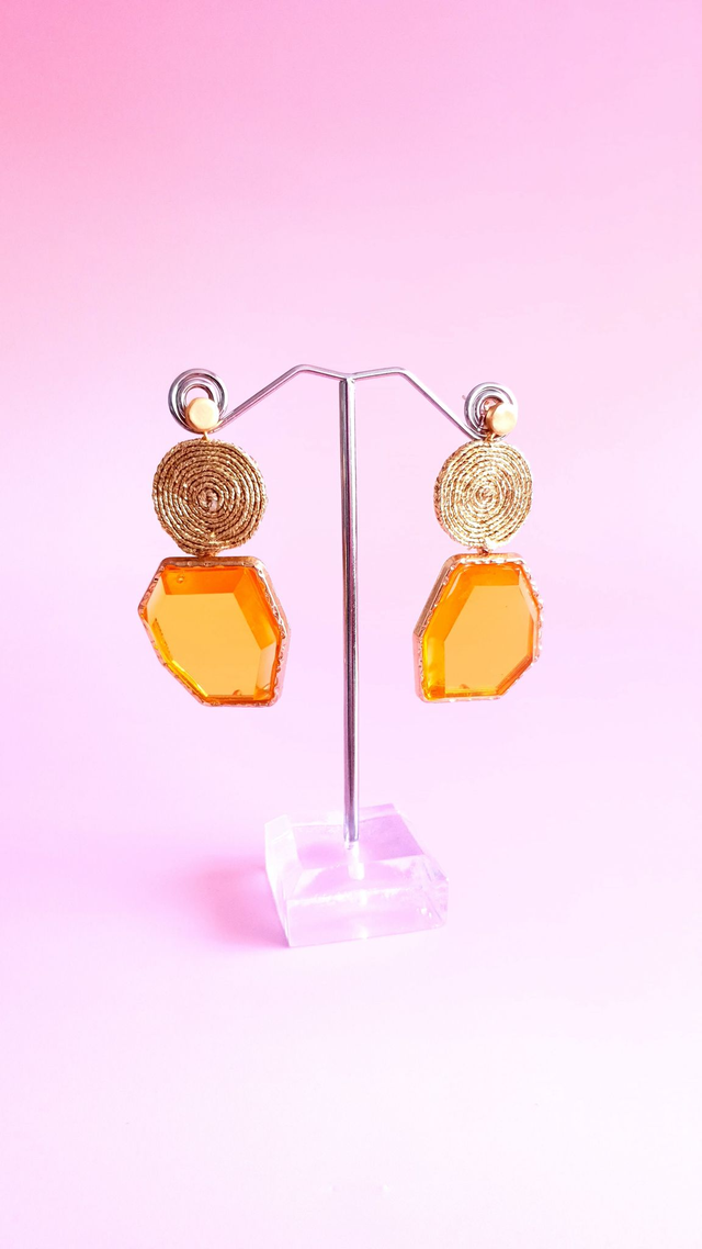 Boucles d&#039;oreilles Tourbillons jaune (1)