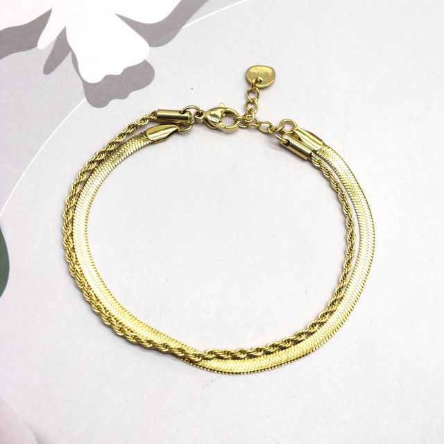 Bracelet double maille serpent 