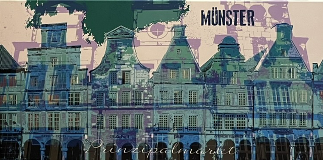 Münster Prinzipalmarkt blau/grün - Leinwanddruck 