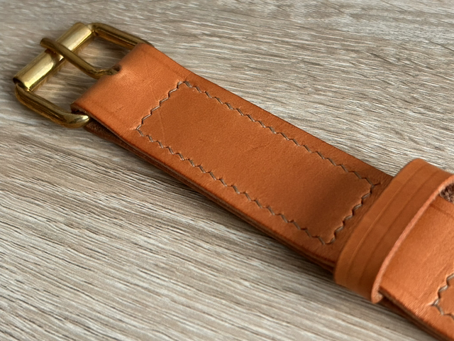 Ceinture en cuir de bœuf/taureau (taille 95 / largeur 3cm / coloris « Cognac »)