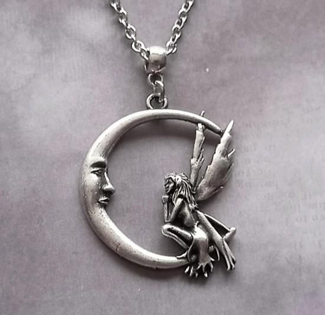 Fairy and Moon Necklace 