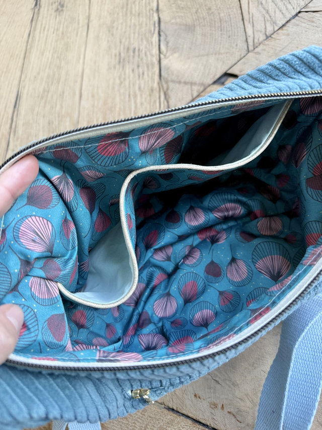 Sac Demi Lune velours côtelé - BLEU CLAIR