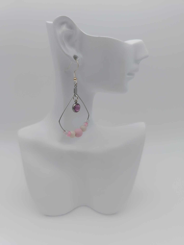 Boucles d&#039;oreilles en métal, perles et strass 