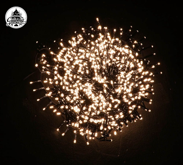 NATALE , GHIRLANDA 1500 LED BIANCO CALDO 30 MT IP44 INTERNO/ESTERNO 8 GIOCHI