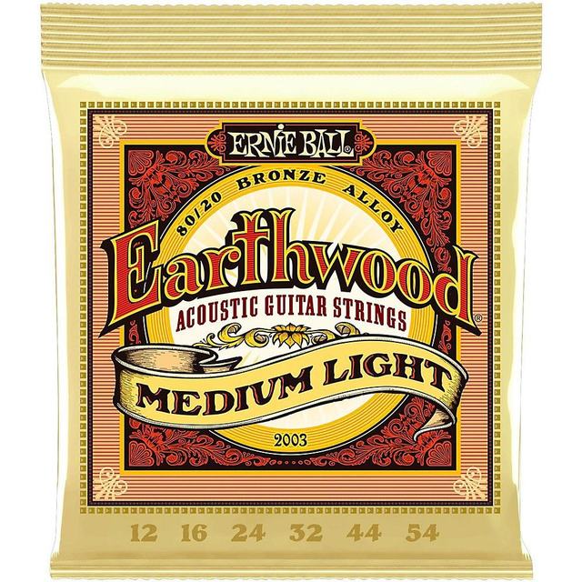 Ernie Ball Earthwood Acoustic 80/20 Bronze Guitar Strings Medium Light -12