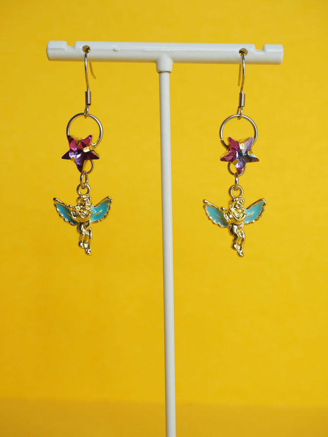 Cherub Blue Charm Earrings 