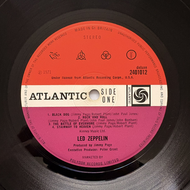 Led Zeppelin IV 1971 LP Vinyl Record Atlantic Album 1st UK pressing Peter Grant