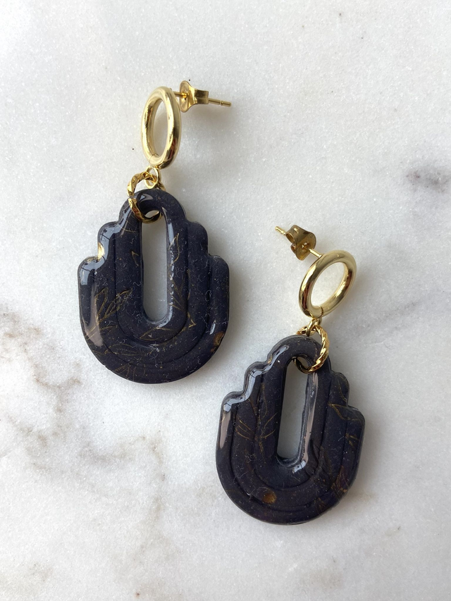 Boucles d'oreilles Ondine noir