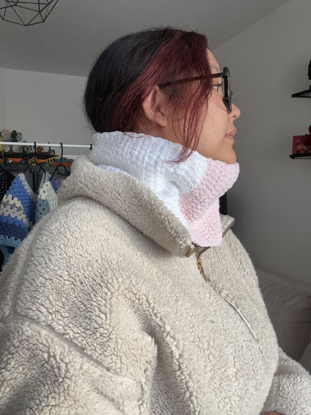 Cache-cou - Blanc et rose - Taille petit