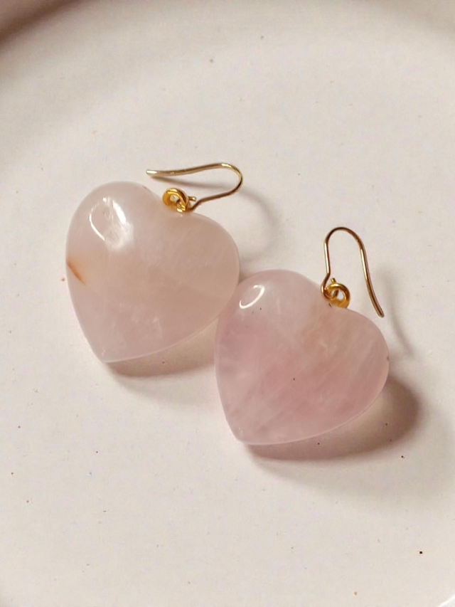 Rose Quartz Hearts Earrings 