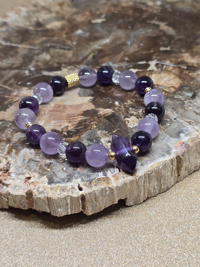 Bracelet Améthyste lavande et foncée 1 cm 