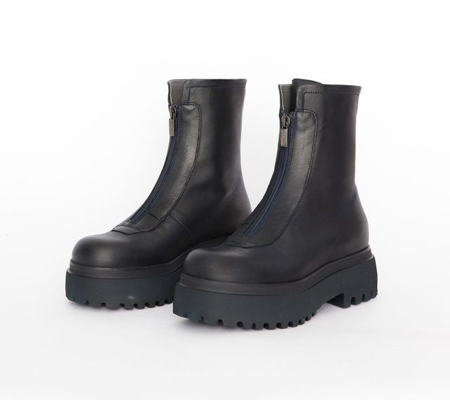 Navy Zip Ankle Boots