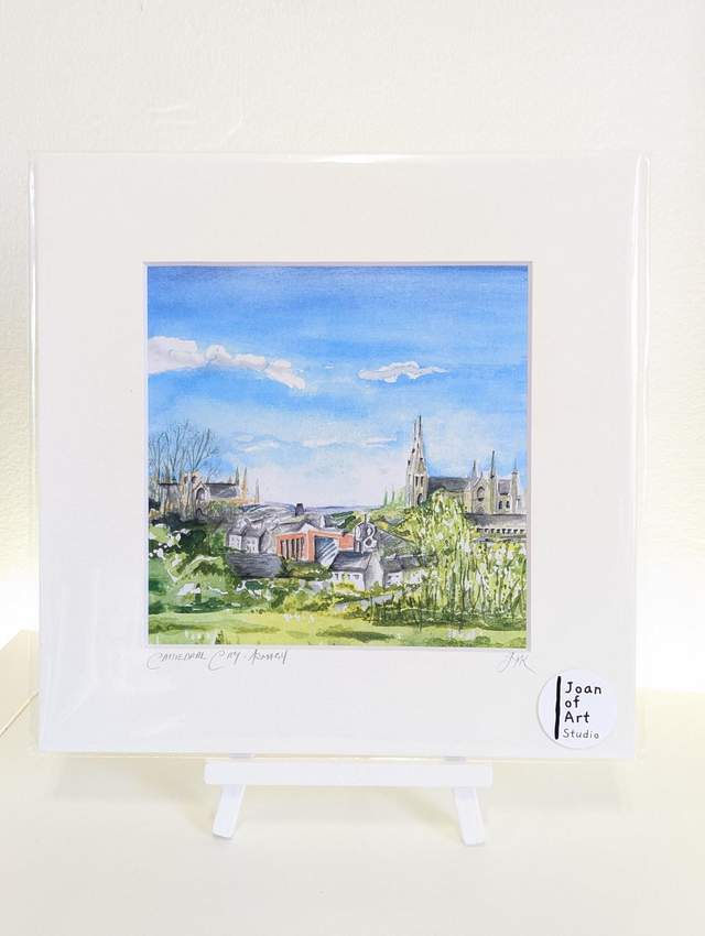 Cathedral City Armagh - Art Print by Joan McKeever