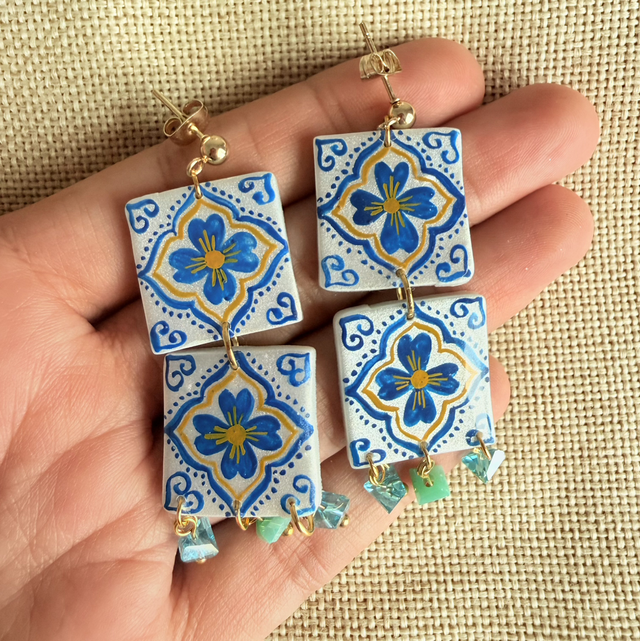 SERENA - Mediterranean Tile Statement Earrings