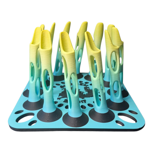 12 Arrow Fletching Stand/ Ground Quiver (Turquoise, Yellow Tips and Black)