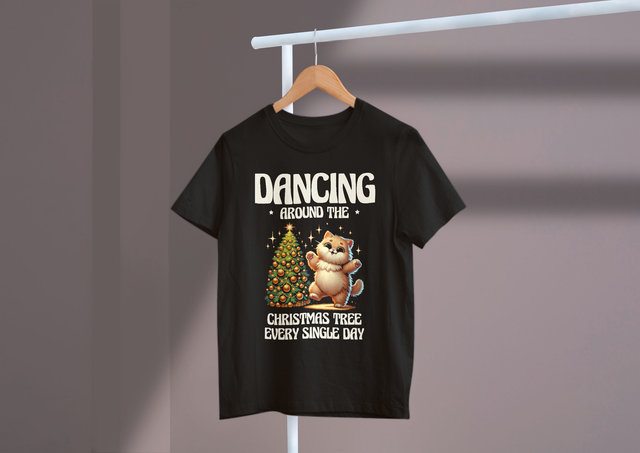 Dancing around the Christmas tree every single day Holiday. Jeden Feiertag um den Weihnachtsbaum tanzen