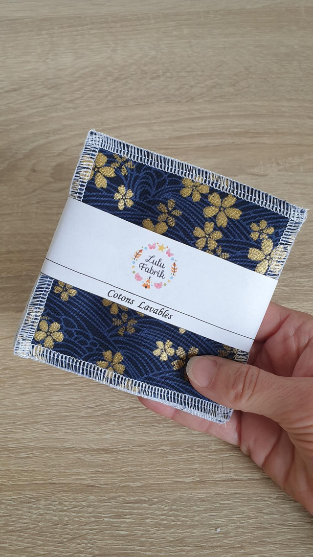 Lot de 4 cotons démaquillants BLEU OR