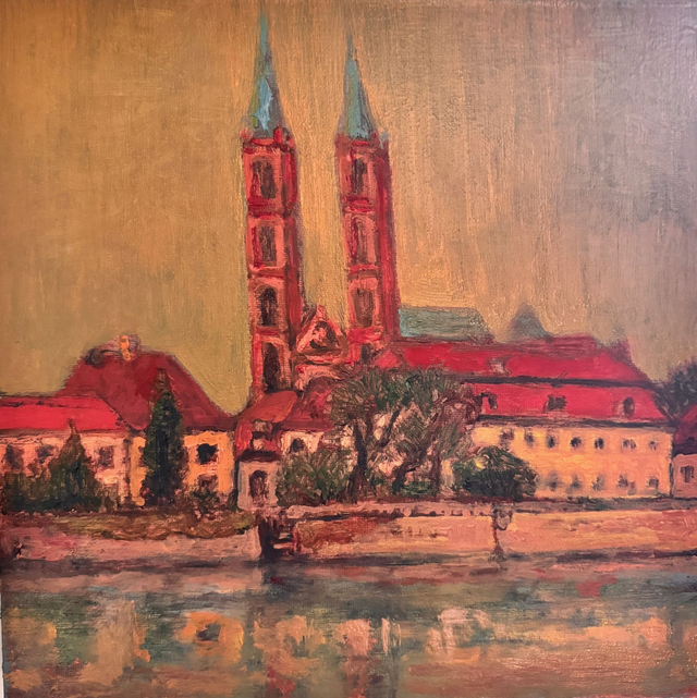 Ostrów Tumski 29x29 olej płótno