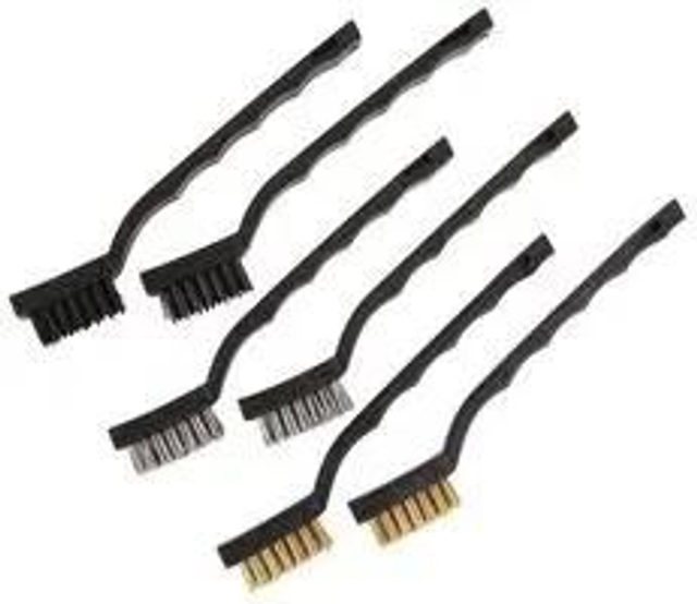 6 PIECE SMALL WIRE BRUSH SET BRUSHES STEEL BRASS NYLON METAL RUST PAINT REMOVER