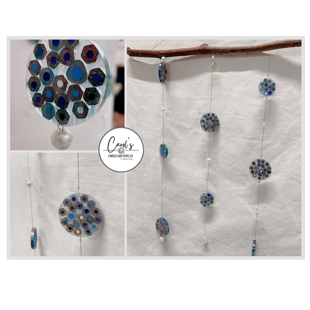 Anhänger Deko Quer "Farbenfroh" Blau-Töne