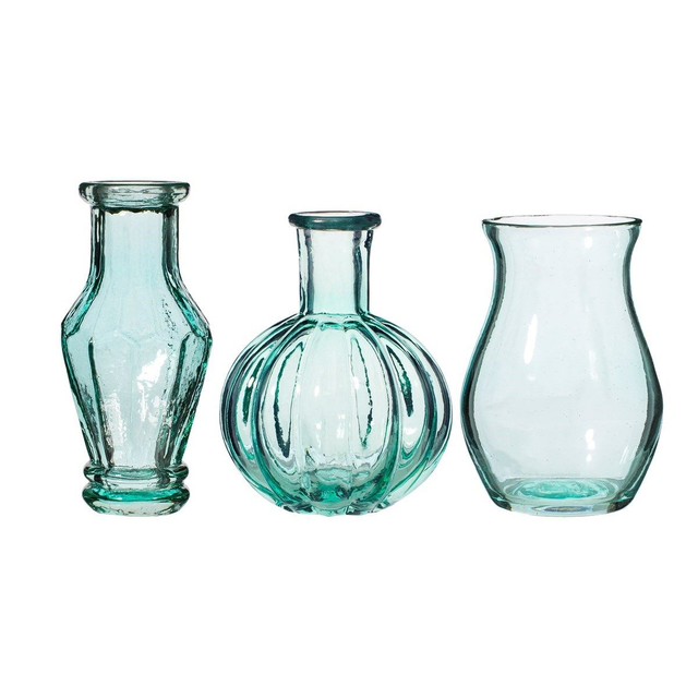 Recycled Glass Vintage Bud Vase Pale Blue