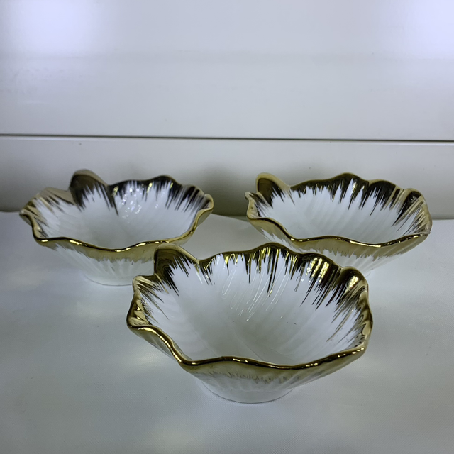 Lot de 3 coupelle-blanc doré 