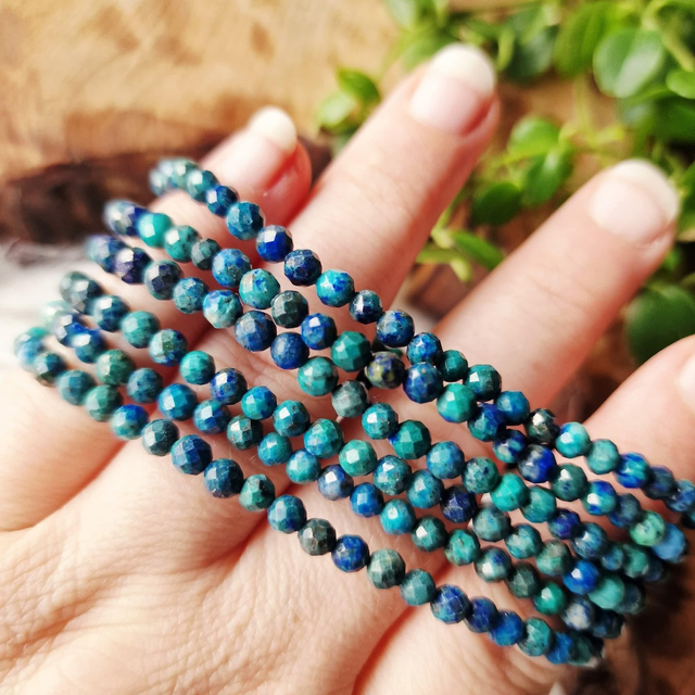 Azurite faceted bracelet 