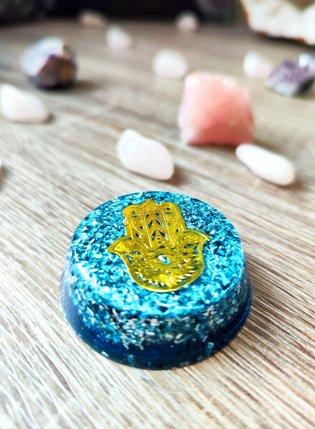 Orgonite ronde verte 4