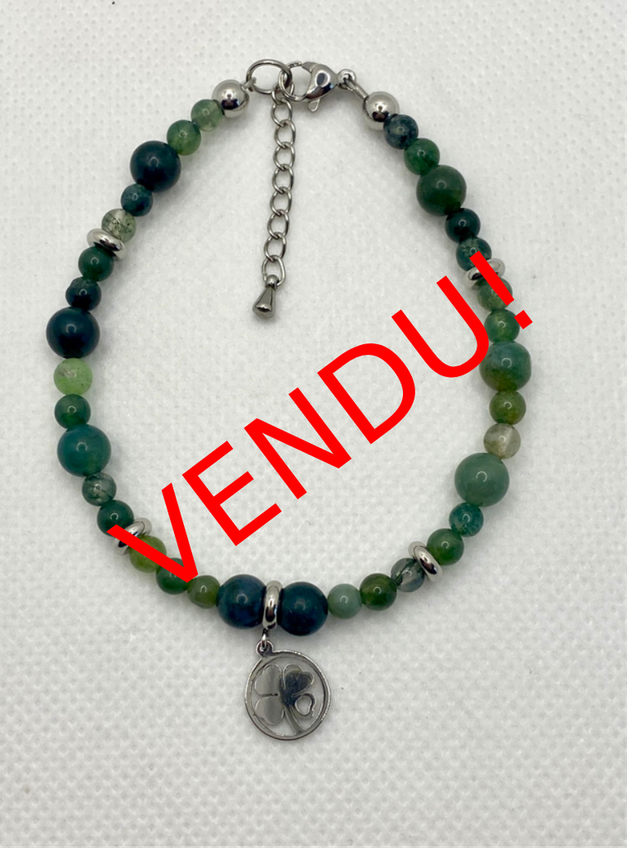 Bracelet en Agate Mousse – Édition spéciale Saint Patrick