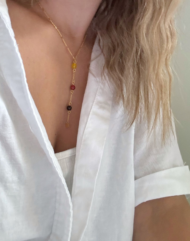 Collier Léoda Citrine, Cornaline et Oeil de Tigre