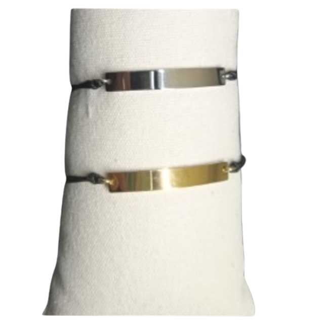 bracelet chaine de cire et plaque identitée a graver