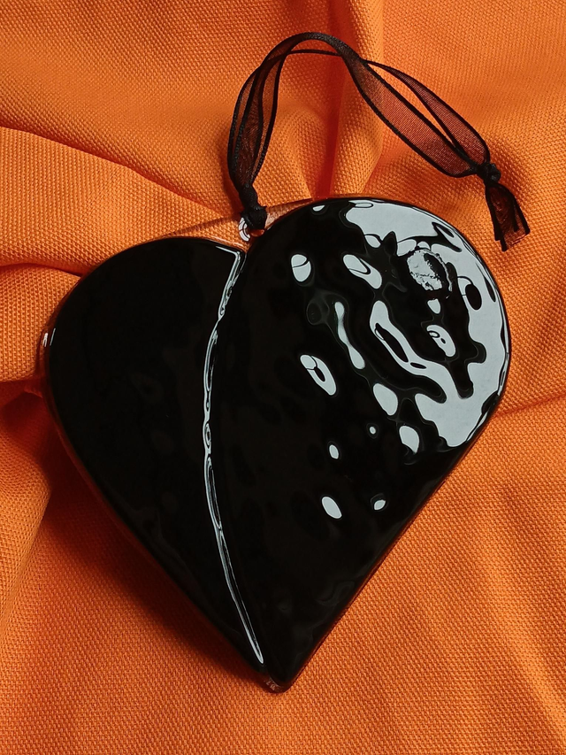 Fused glass Black Heart