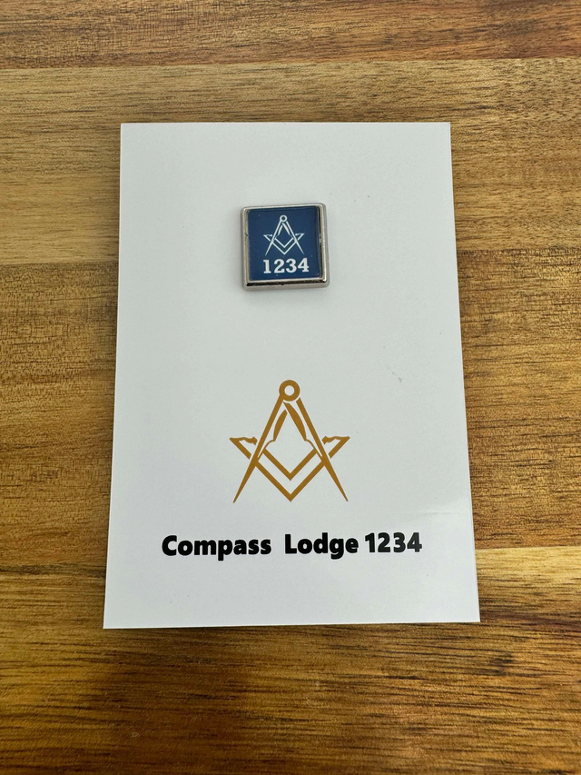 Custom Lodge Lapel Pin - Blue Square