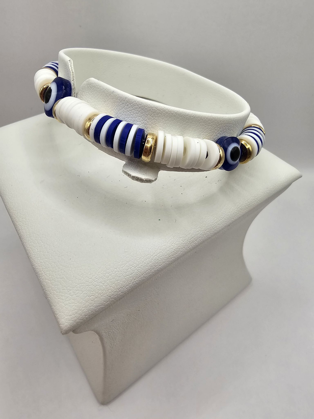 Heishi Clay Bead 'Evil Eye' Bracelet.