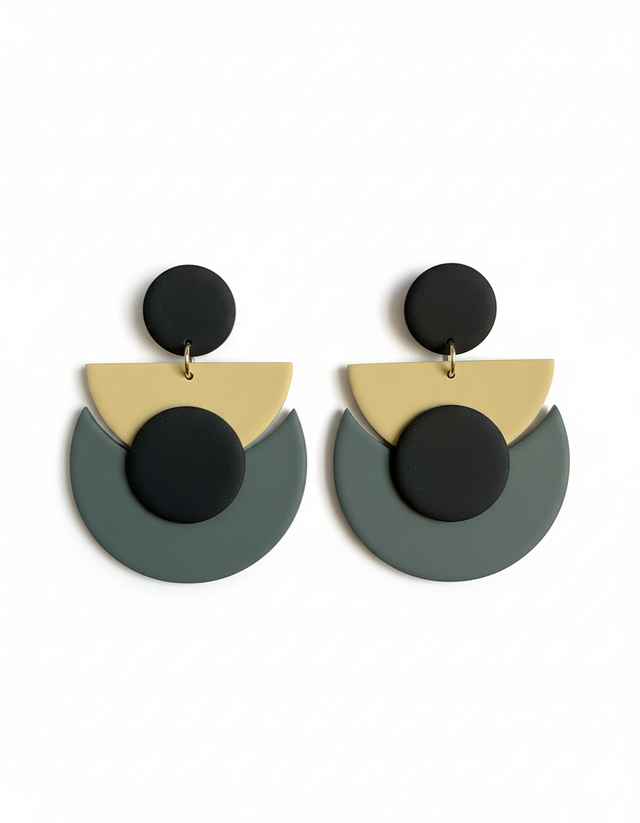 MediaLuna salvia, ivory y negro