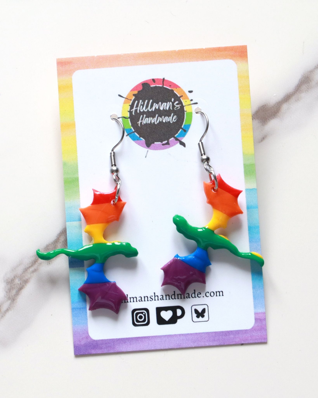 LGBT+ Rainbow Dragon Earrings