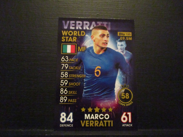 Marco Verratti - World Star Match Attax 101 Original Trading Card