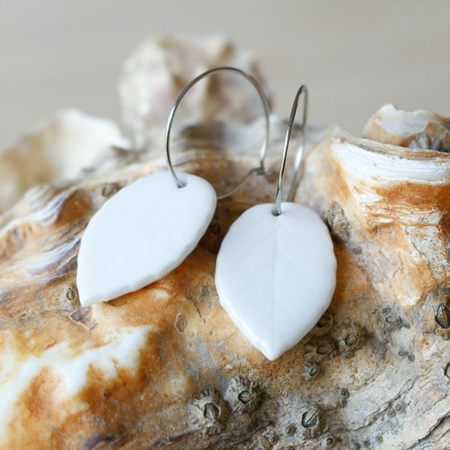 Boucles d'oreilles - Créoles - Feuilles - Petit modèle