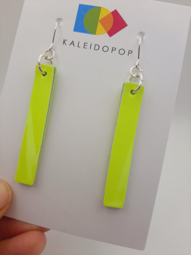 SALE! Rectangular earrings- neon yellow