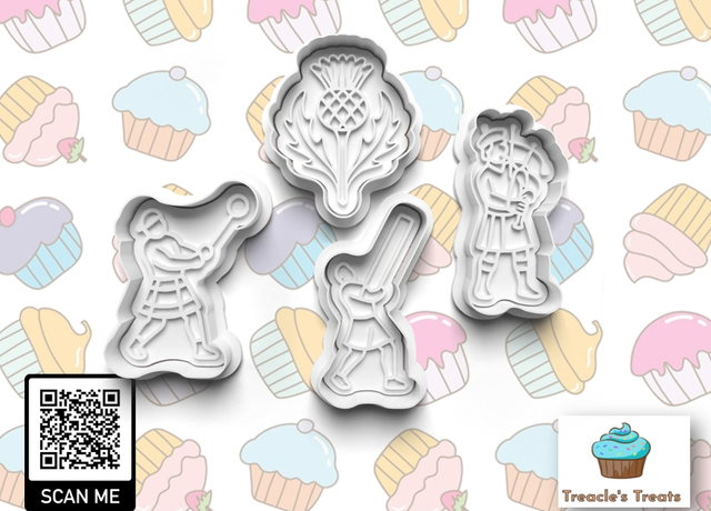 Highland Games Theme Fondant/cookie stamps with cutters