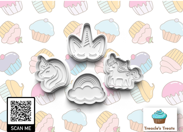 Unicorn Theme Fondant/cookie stamps with cutters
