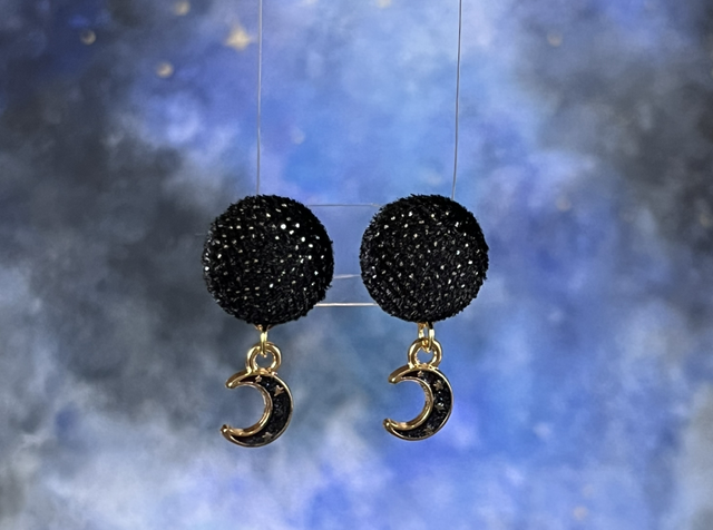 Babys noir pailleté et sa breloque lune