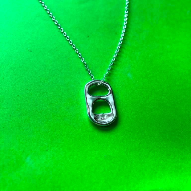 Soda &amp; beer tab necklace handmade Sterling Silver 
