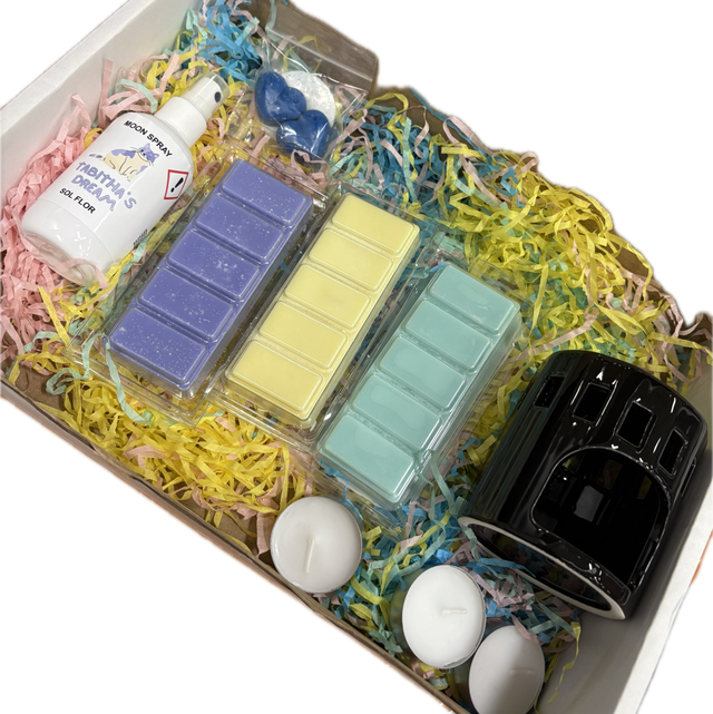 Wax Melt Gift Set with Black Burner & Sol Flor Inspired Room Spray – Pineapple, Dragon’s Blood & Berry Splash